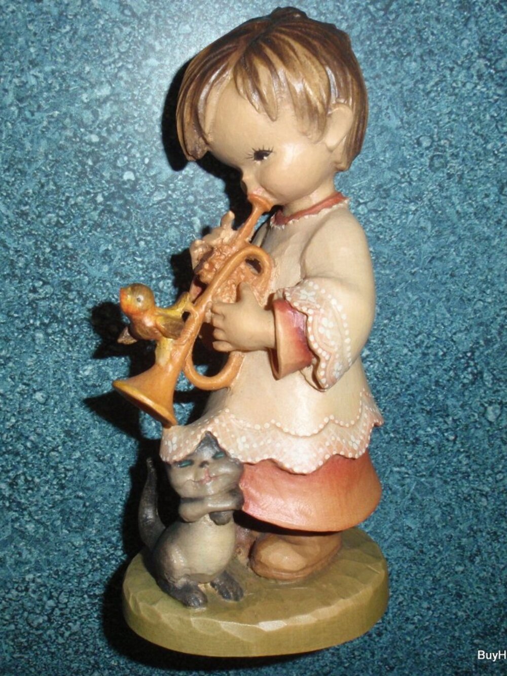 "Trumpeter" ANRI Wood Carved Figure By Ferrandiz SIGNED BY Rudi Kostner - RARE! - Picture 10 of 10